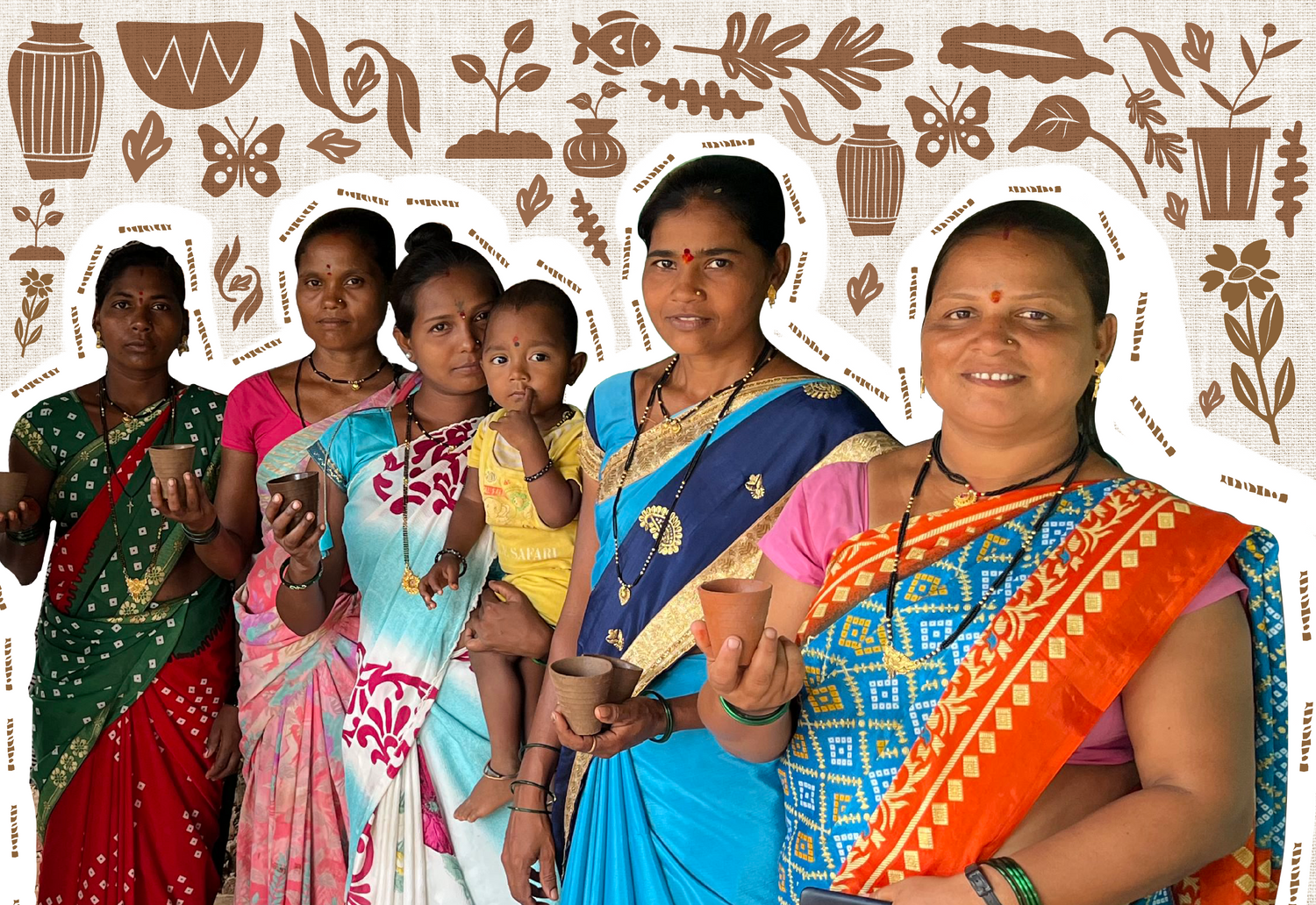 Sustainable and handmade product showcase banner.