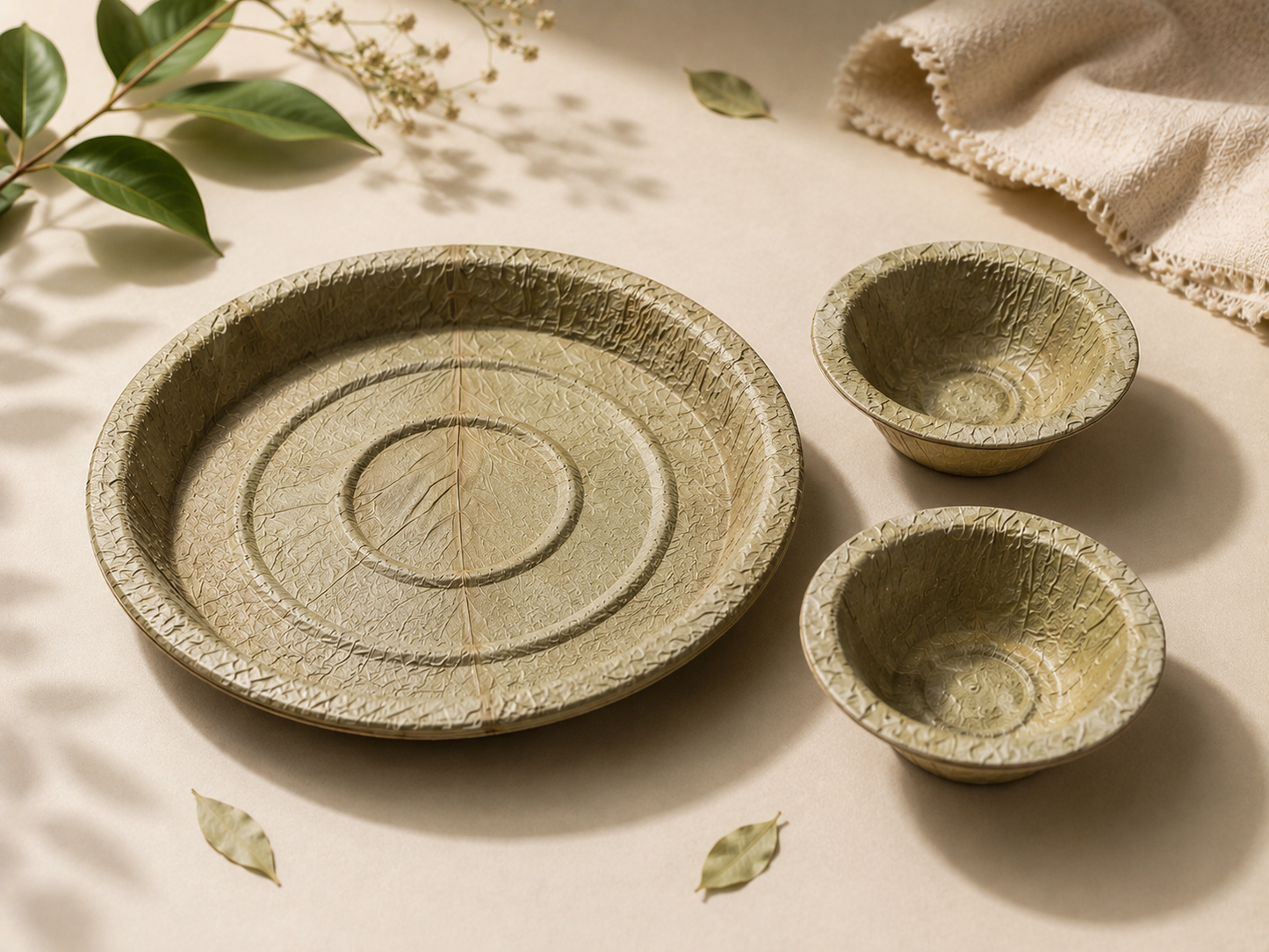 Patravali Plates & Bowls Combo | Pack of 25 Each | NeevStore