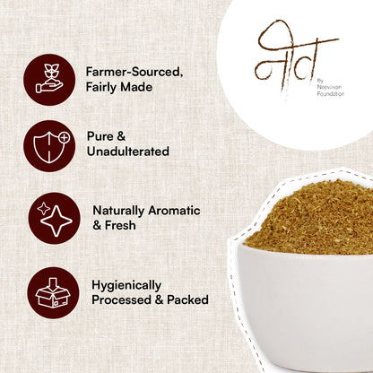 Close-up of pure ground coriander powder texture