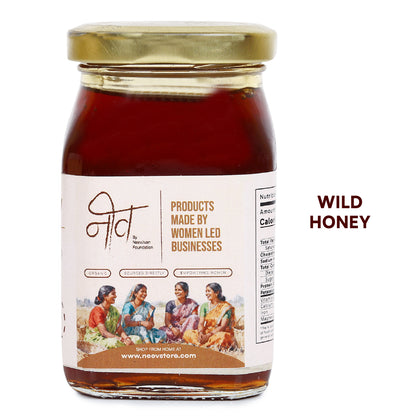 Wild forest honey jar, back label